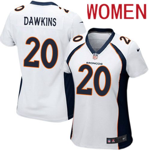 Women Denver Broncos #20 Brian Dawkins White Nike Game NFL Jersey